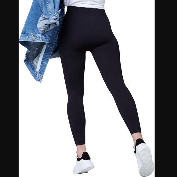 Spanx Seamless Leggings Very Black Size Small Shapewear Compression Mid Rise - Picture 2 of 8